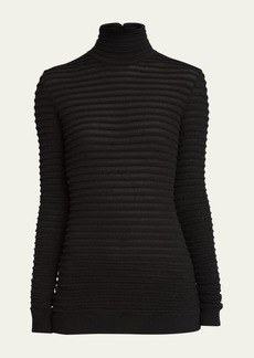 Valentino Garavani Semi-Sheer Ribbed Turtleneck Sweater