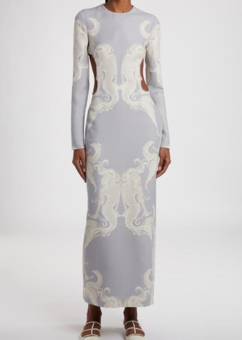 Valentino Garavani Siren Cutout Long Sleeve Crepe Couture Dress