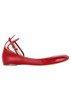 Valentino Garavani Tan-Go Ballet Flats in Red Lambksin Leather