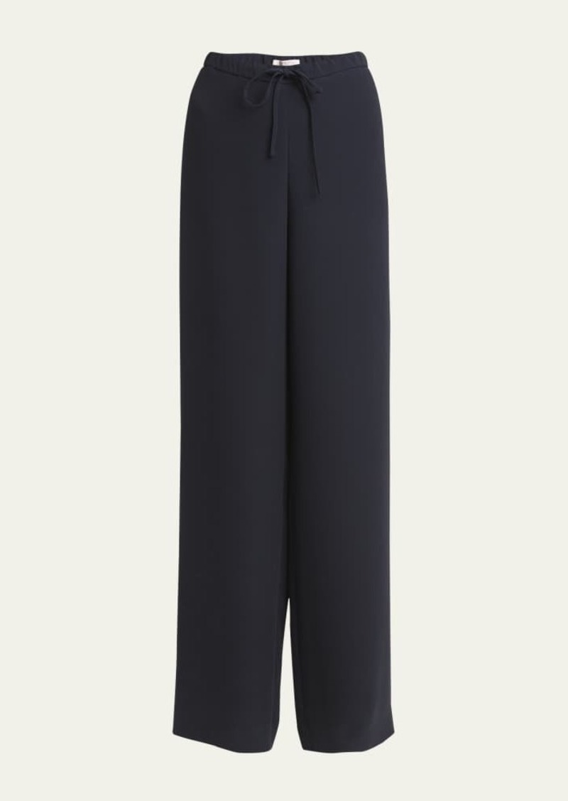 Valentino Garavani Tie-Waist Cady Wide Leg Wool Pants