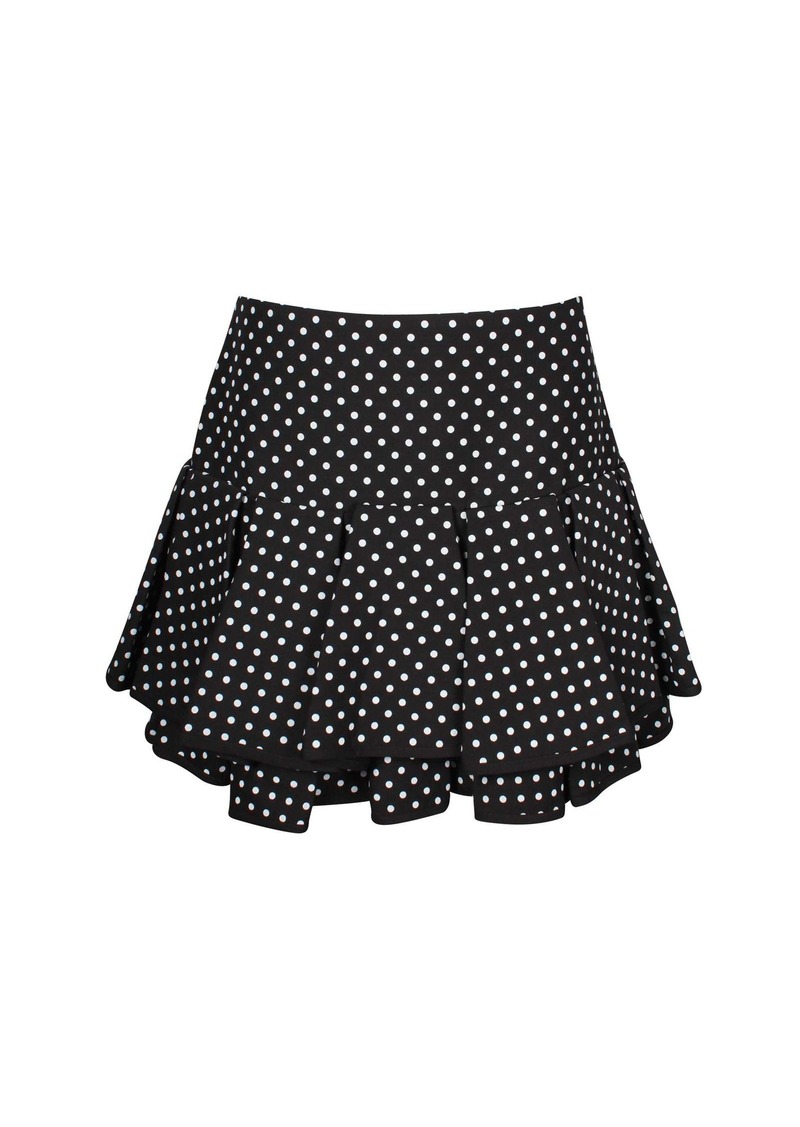 Valentino Garavani Tiered Polka-dot Mini Skirt in Black Wool