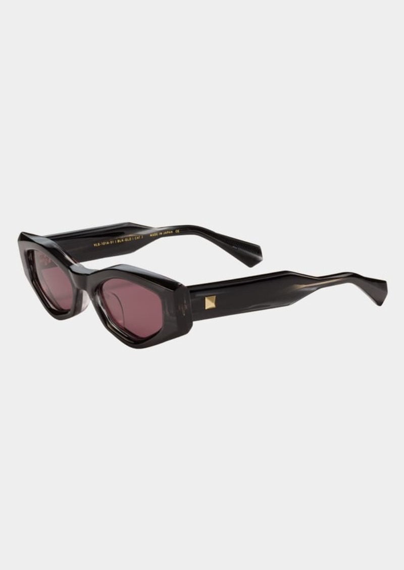 Valentino Garavani Tre Acetate & Titanium Cat-Eye Sunglasses