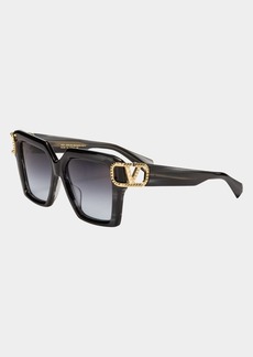 Valentino Garavani Uno Square Acetate & Titanium Sunglasses