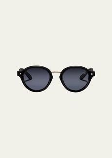 Valentino Garavani V-Essential Titanium & Acetate Round Sunglasses