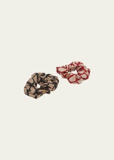 Valentino Garavani V Logo Charm Iconographe Silk-Twill Hair Scrunchies