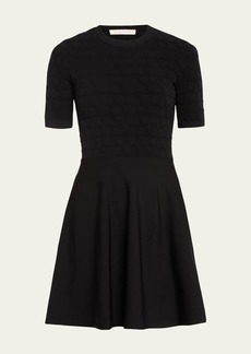 Valentino Garavani V Logo Knit Short Sleeve Mini Dress