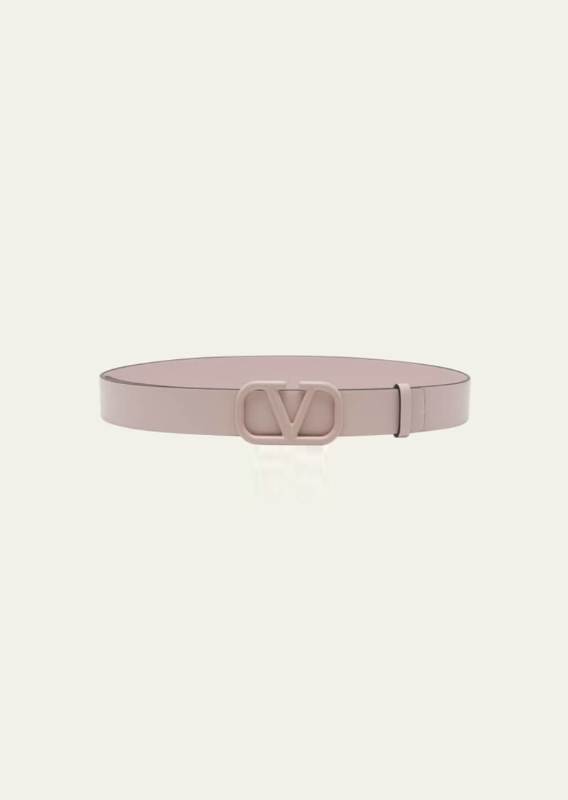 Valentino Garavani V-Logo Pink Leather Belt