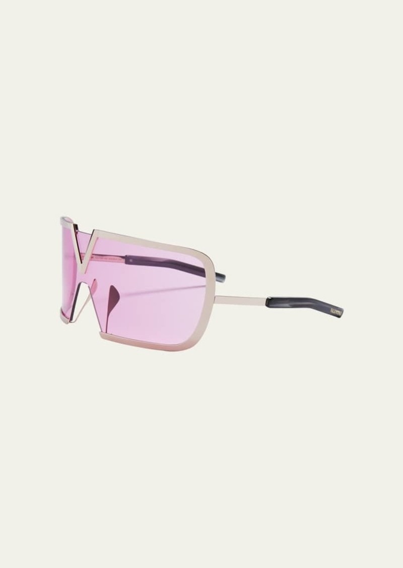 Valentino Garavani V Romask Titanium & Acetate Shield Sunglasses