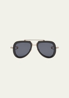 Valentino Garavani V-Story Titanium & Acetate Aviator Sunglasses