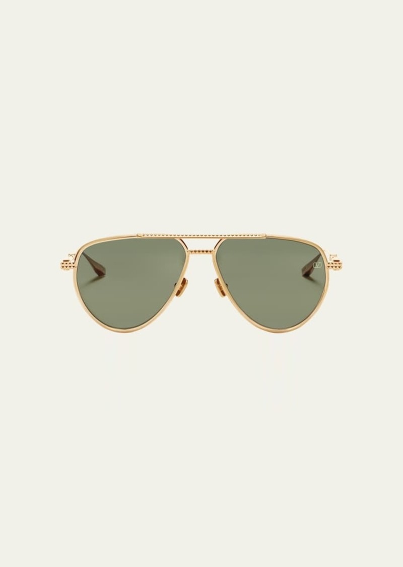 Valentino Garavani V-Stud Titanium Aviator Sunglasses