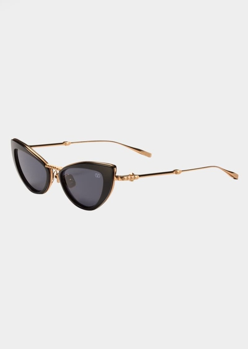 Valentino Garavani VIII Titanium & Acetate Cat-Eye Sunglasses