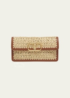 Valentino Garavani VLOGO Crochet Raffia Wallet with Chain