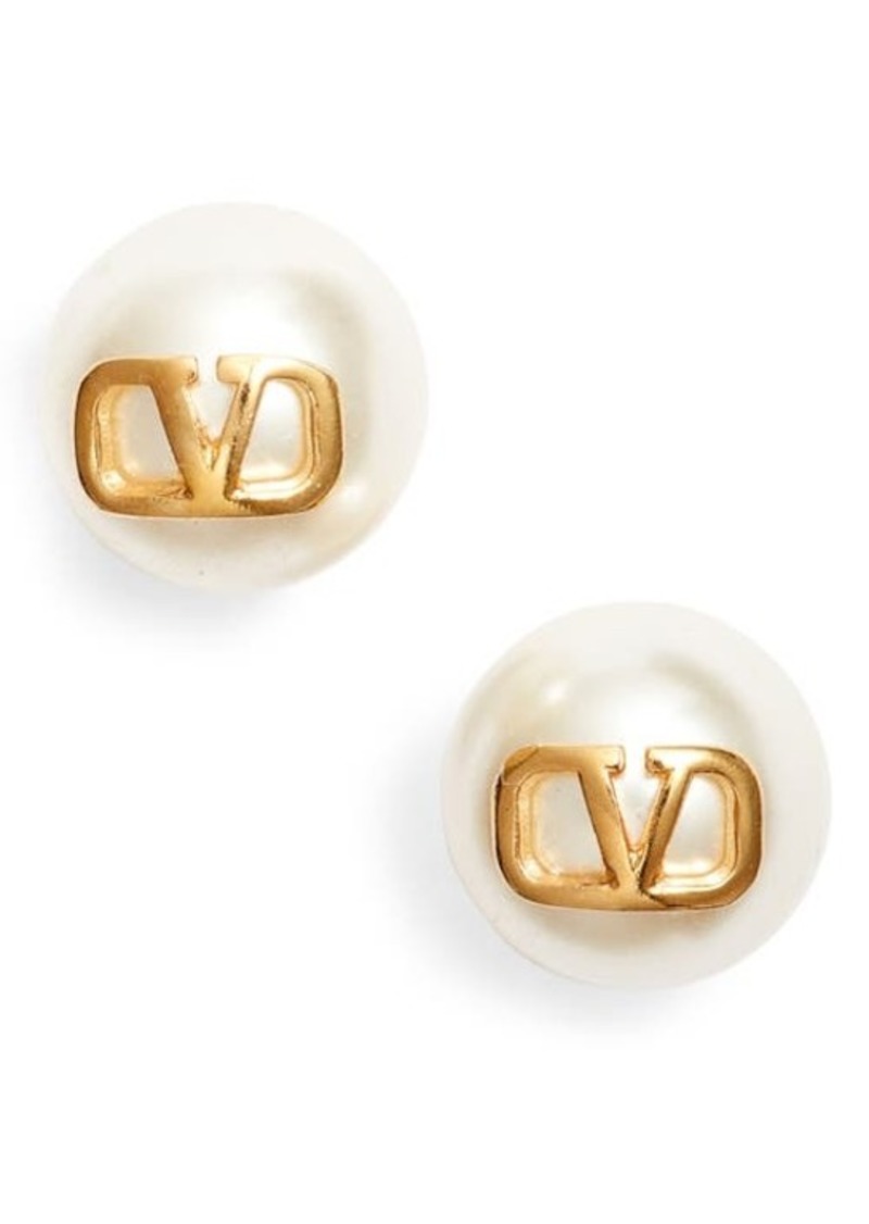 Valentino Garavani VLOGO Imitation Pearl Stud Earrings