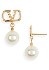 Valentino Garavani VLOGO Imitation Swarovski Pearl Drop Earrings