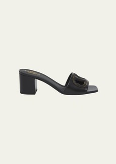 Valentino Garavani VLogo Leather Cutout Slide Sandals