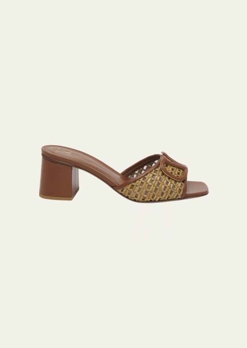 Valentino Garavani VLogo Medallion Raffia Slide Sandals