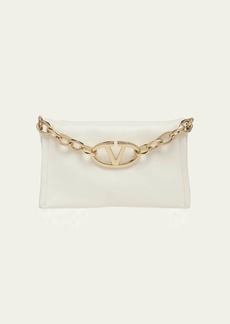 Valentino Garavani VLOGO Mini Flap Leather Clutch Bag