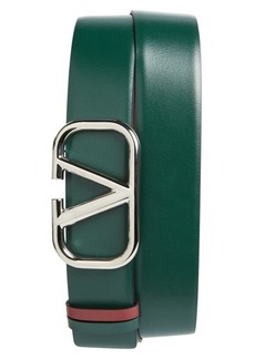 Valentino Garavani VLOGO Reversible Leather Belt in English Green Rubino at Nordstrom