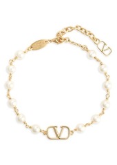 Valentino Garavani VLOGO Signature Imitation Pearl Bracelet