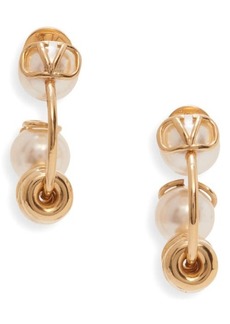 Valentino Garavani VLOGO Signature Imitation Pearl Huggie Hoop Earrings