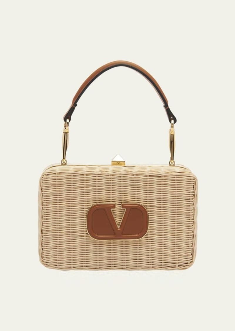Valentino Garavani VLOGO Straw Lunch Box Top-Handle Bag