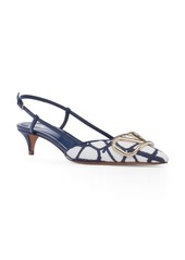 Valentino Garavani VLOGO Toile Pointed Toe Slingback Pump