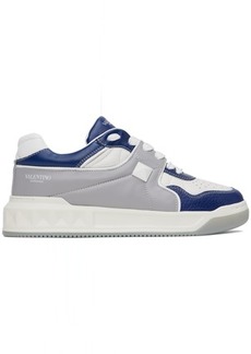 Valentino Garavani White & Blue One Stud Sneakers