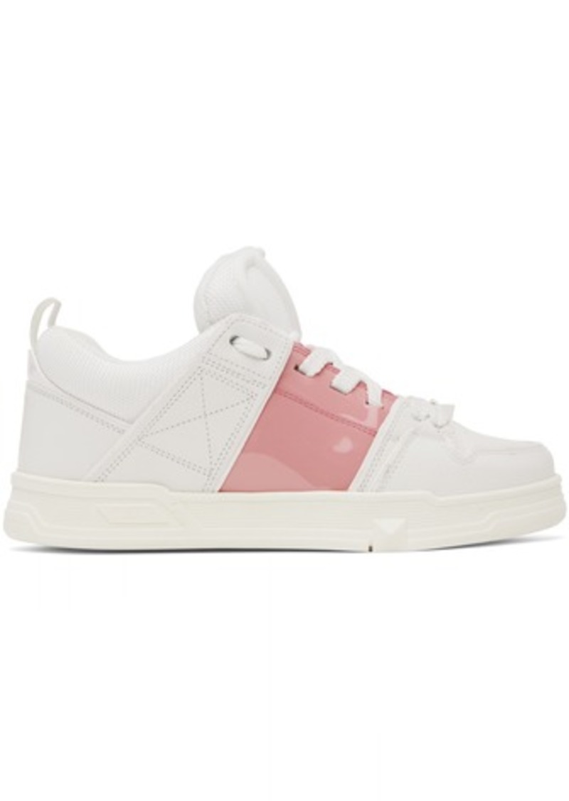 Valentino Garavani White & Pink Open Skate Sneakers