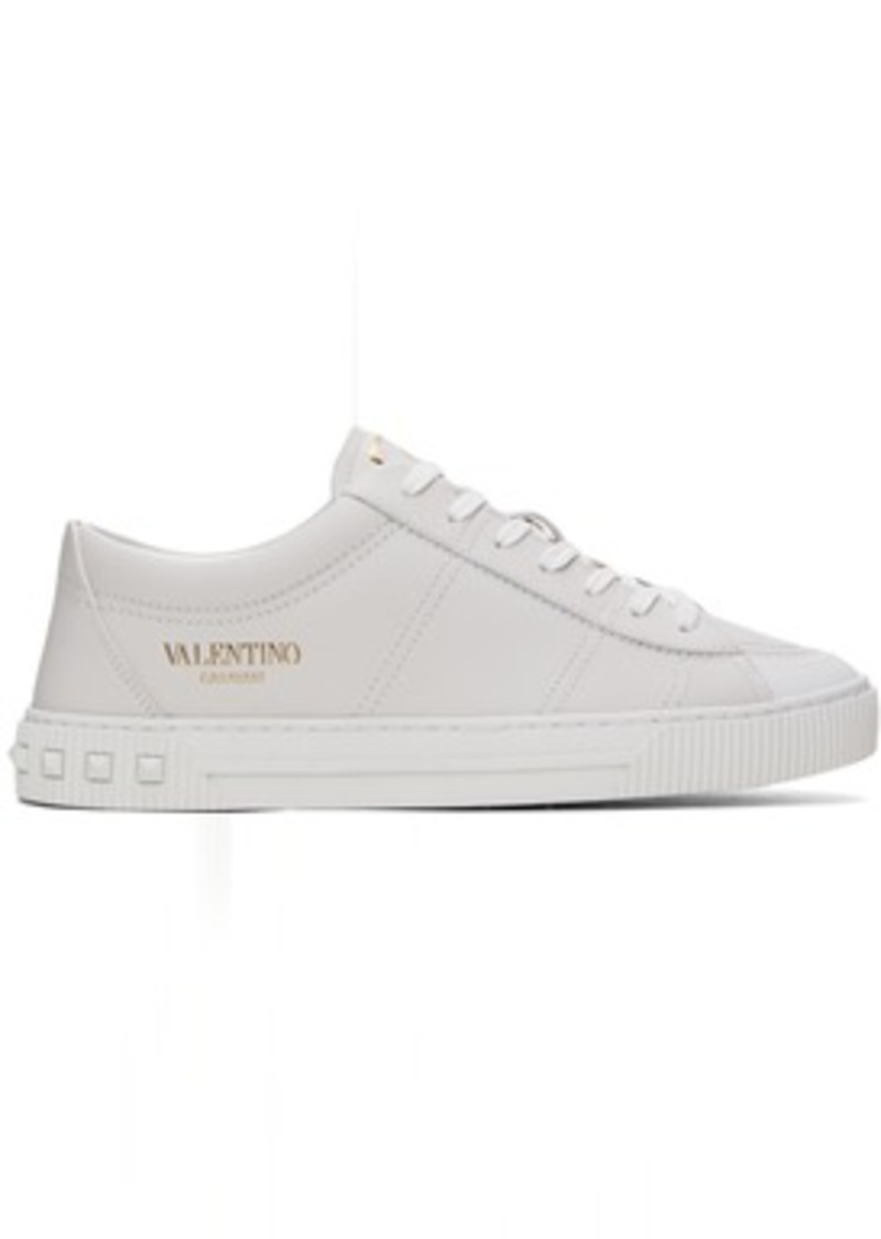 Valentino Garavani White Cityplanet Calfskin Sneakers