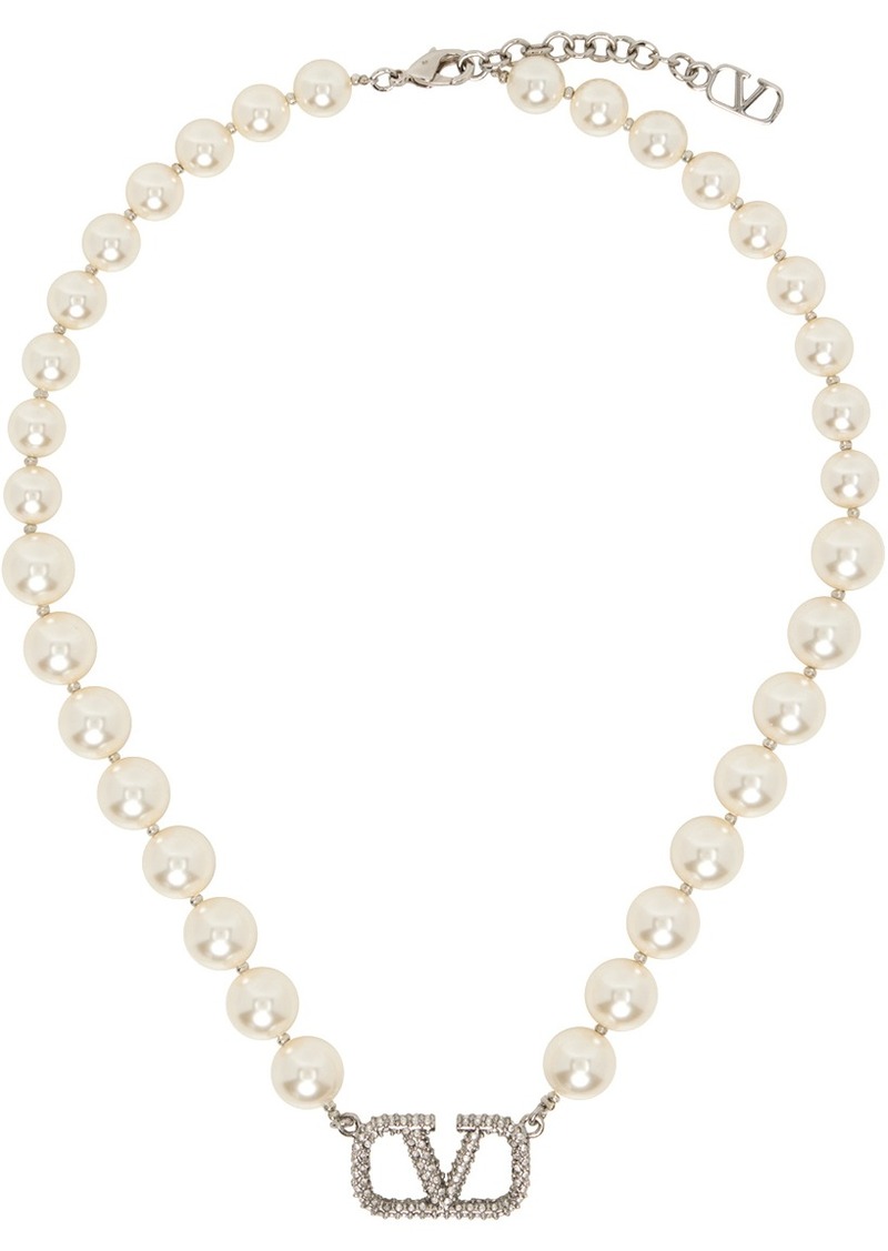 Valentino Garavani White VLogo Signature Pearl Necklace