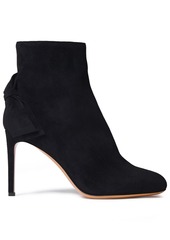 Valentino Garavani Woman Bow-embellished Suede Ankle Boots Black