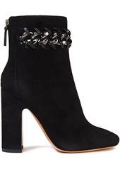 Valentino Garavani Woman Chain-embellished Suede Ankle Boots Black