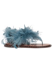 Valentino Garavani - Soul Rockstud leather-embellished leather sandals - Blue - EU 36