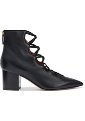 Valentino Garavani Woman Lattice-trimmed Leather Ankle Boots Black