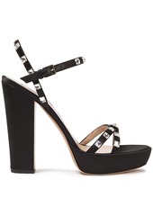 Valentino Garavani Woman Rockstud Glam Satin Platform Sandals Black