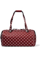 Valentino Garavani Woman Rockstud Spike Quilted Leather Shoulder Bag Crimson