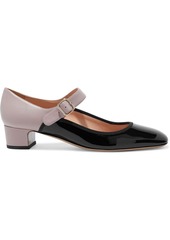 Valentino Garavani Woman Two-tone Textured And Patent-leather Mary Jane Pumps Black