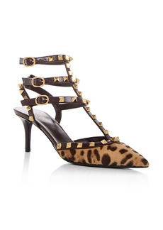 Valentino Garavani Women's Leopard Print Calf Hair Ankle Strap Pumps