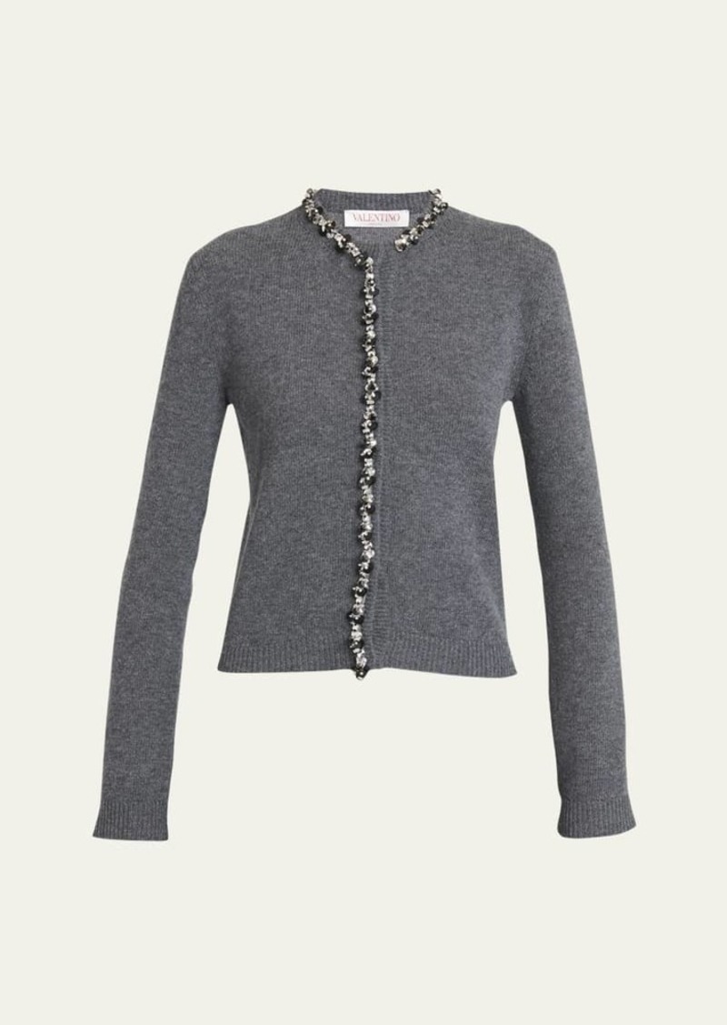 Valentino Garavani Wool Cardigan with Embroidered Trim