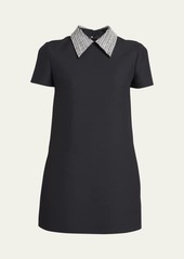 Valentino Garavani Wool Mini Dress with Embroidered Peter Pan Collar