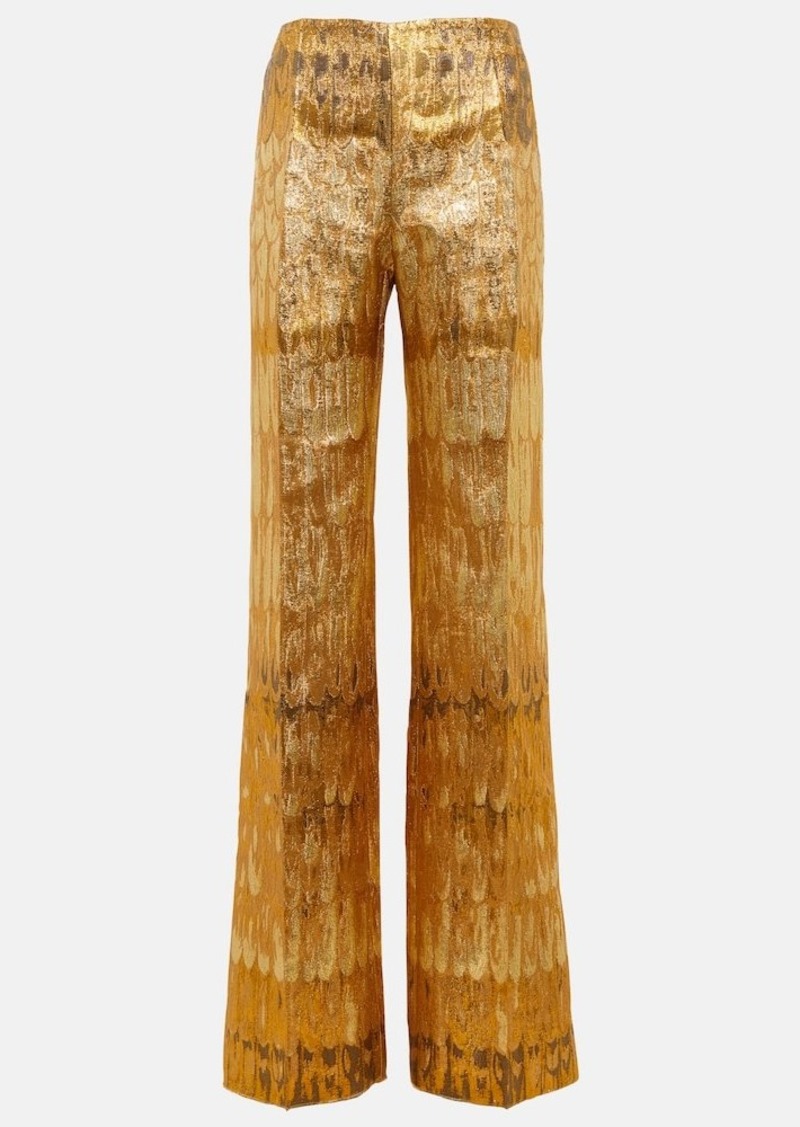 Valentino Golden Wings wide-leg brocade pants