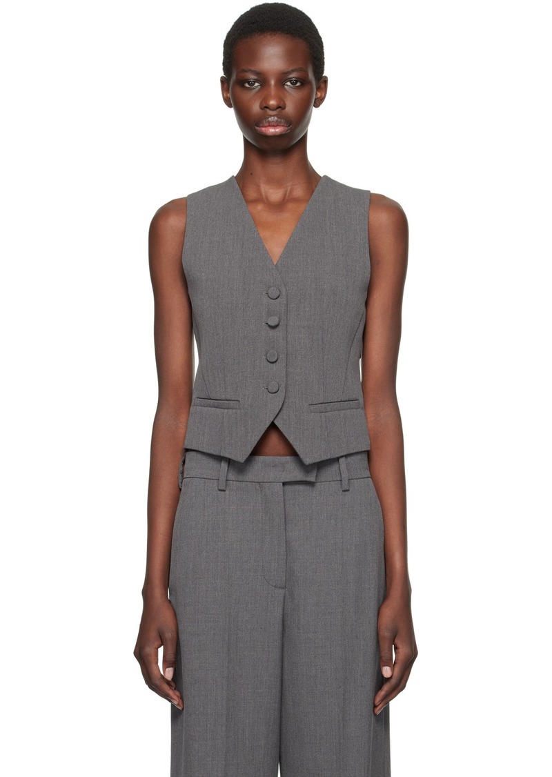 Valentino Gray Wool Gabardine Vest