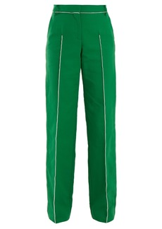 Valentino High-rise straight-leg cotton-blend trousers