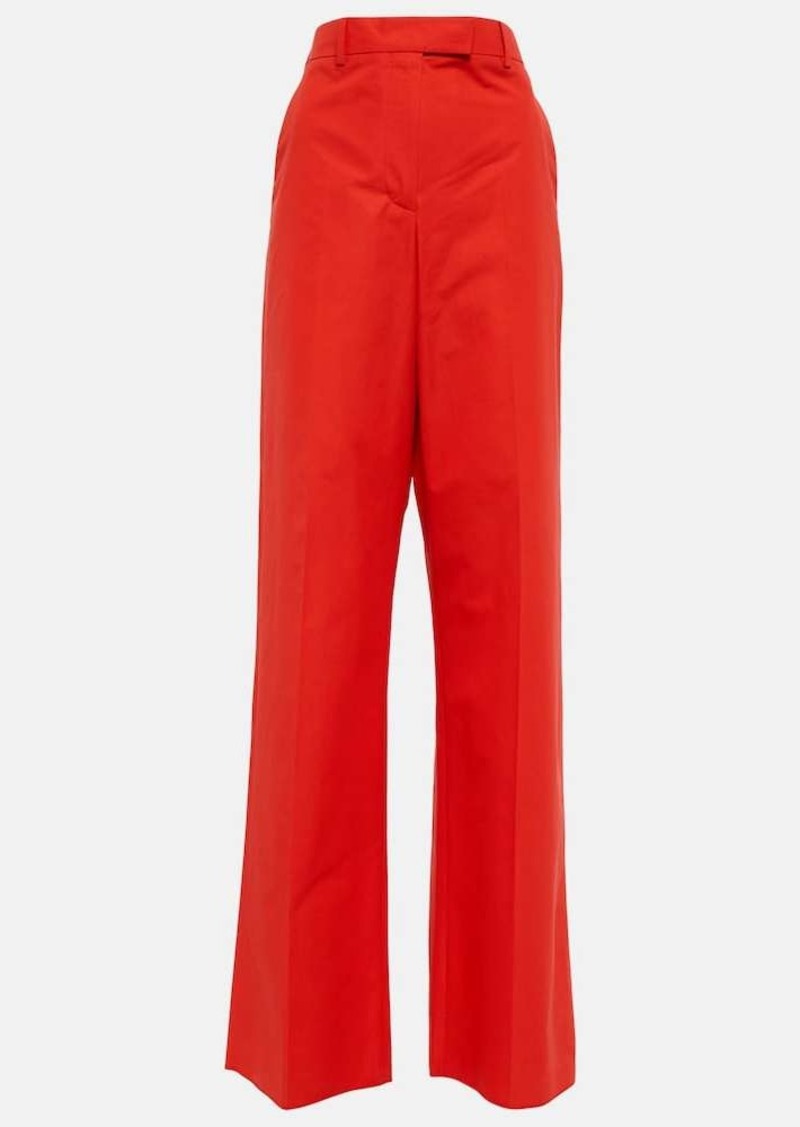 Valentino High-rise wide-leg cotton pants