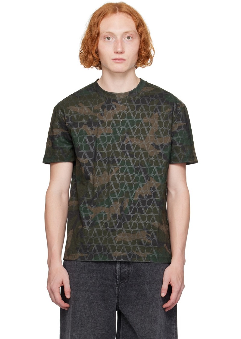 Valentino Khaki Toile Iconographe T-Shirt