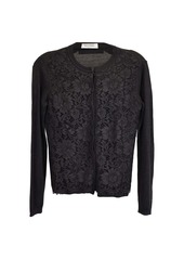 Valentino Lace Cardigan in Black Cashmere