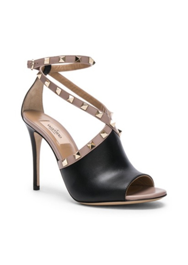 Leather Rockstud Open Toe Heels - 49% Off!