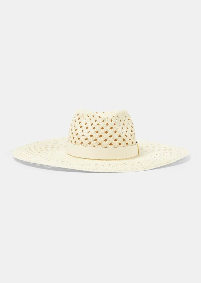 Valentino Leather-trimmed raffia sun hat