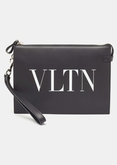 Valentino Leather Vltn Logo Wristlet Clutch