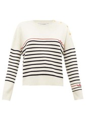 Valentino Beaded-logo striped wool sweater